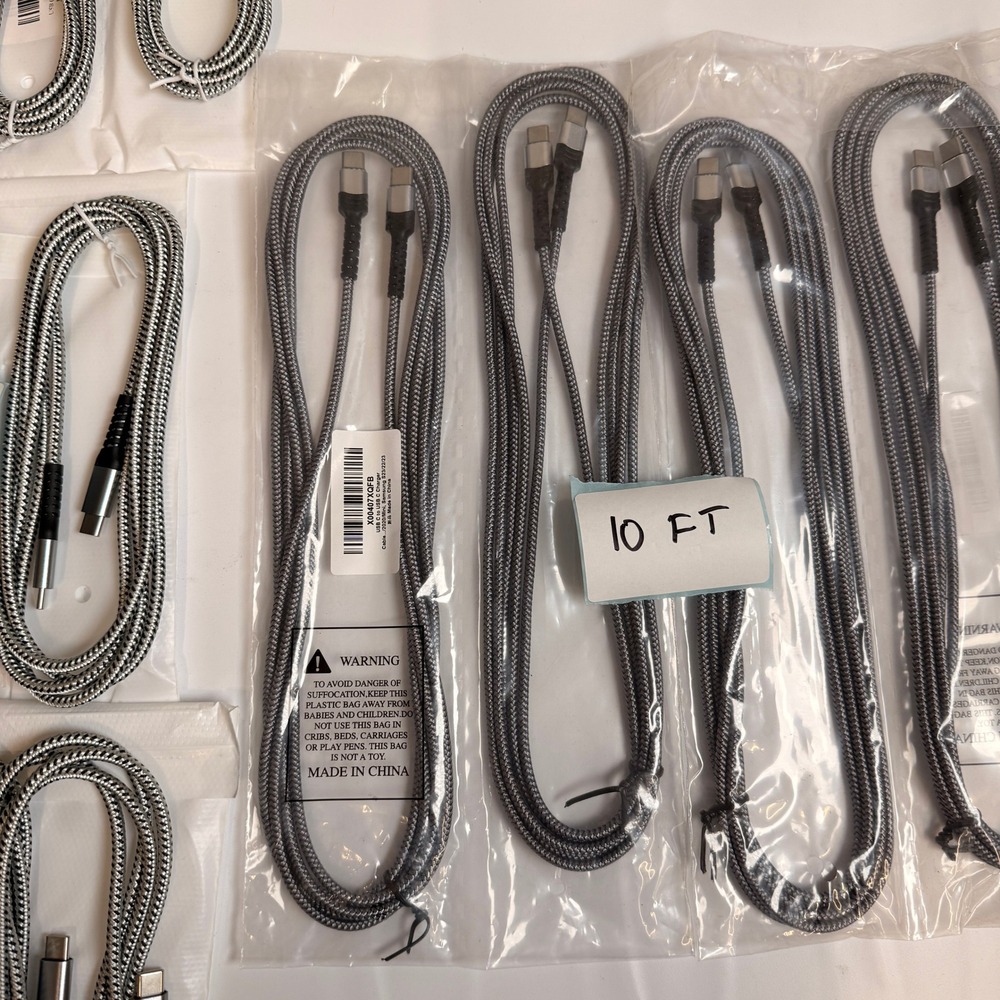 Lot of 13 Mixed USB C to USB C 60W Fast Charging Cables 6ft 10ft Braided Type - Picture 5 of 6